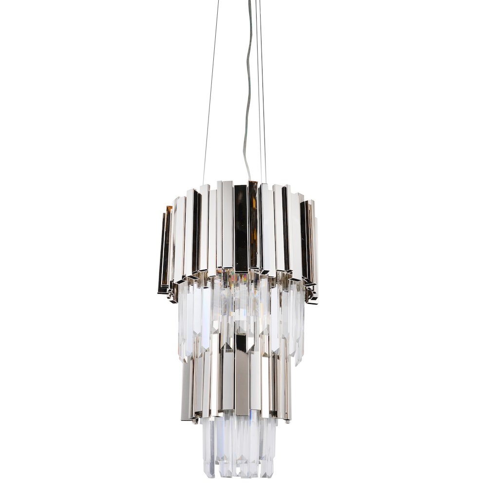 4-Light Chrome Stainless Steel Pendant With Clear Crystals