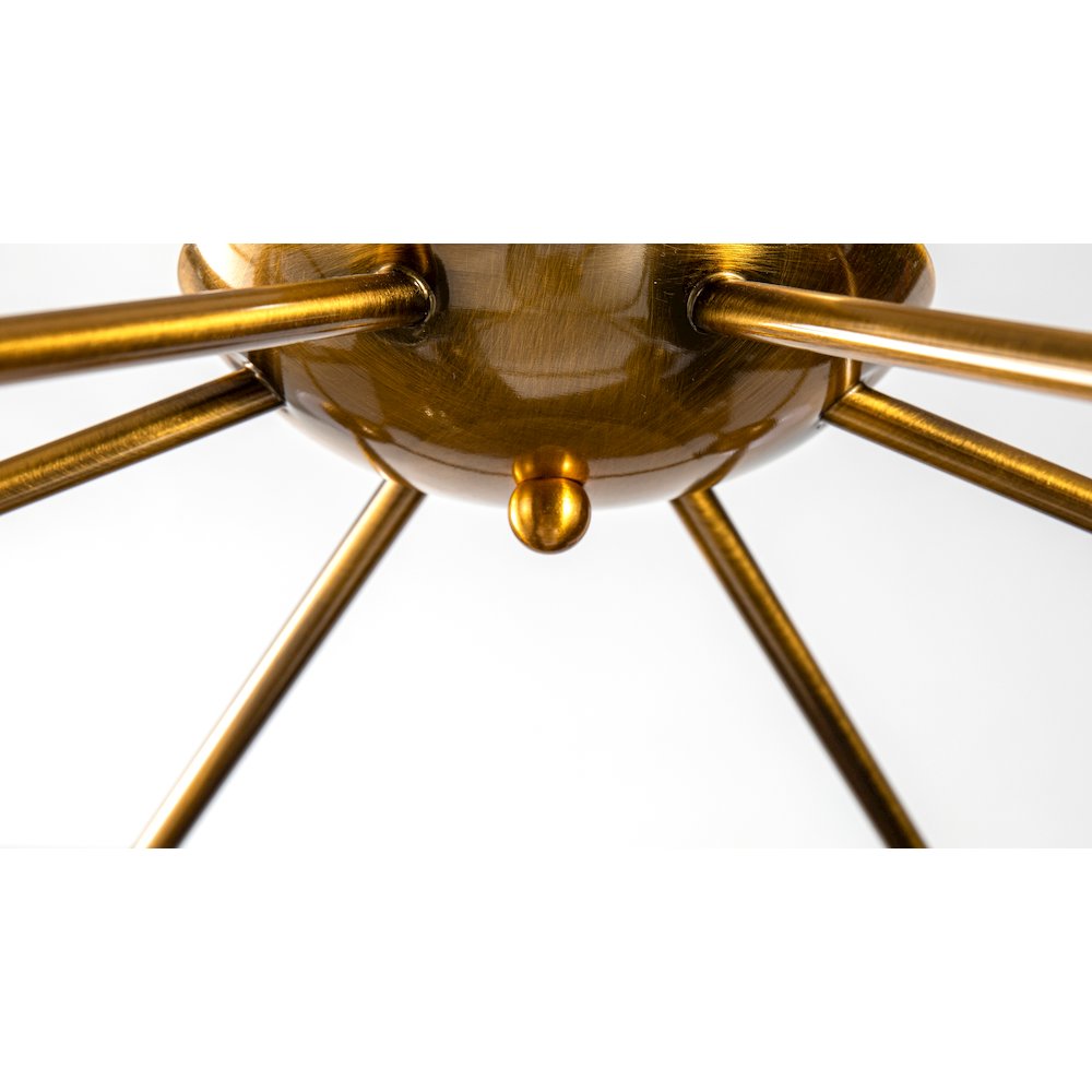 9-Light Antique Gold Cage Frame Flush Mount