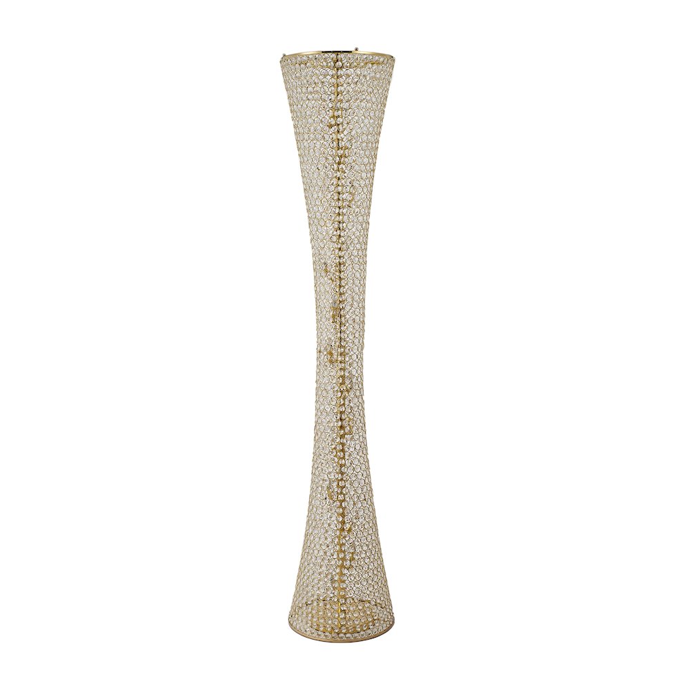 15-Light Gold Floor Lamp With Clear Crystals