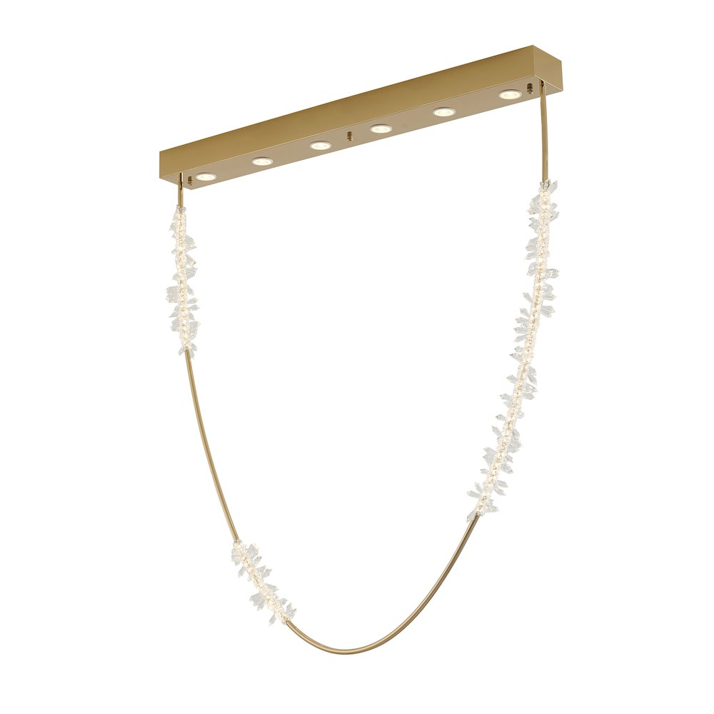 9-Light Gold LED Chandelier With Clear Crystal Details