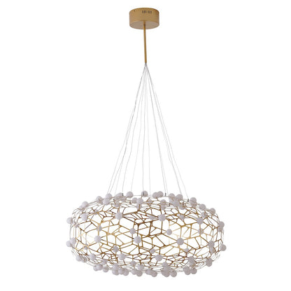 90-Light Gold Dimmable LED Chandelier With White Acrylic Diffusers