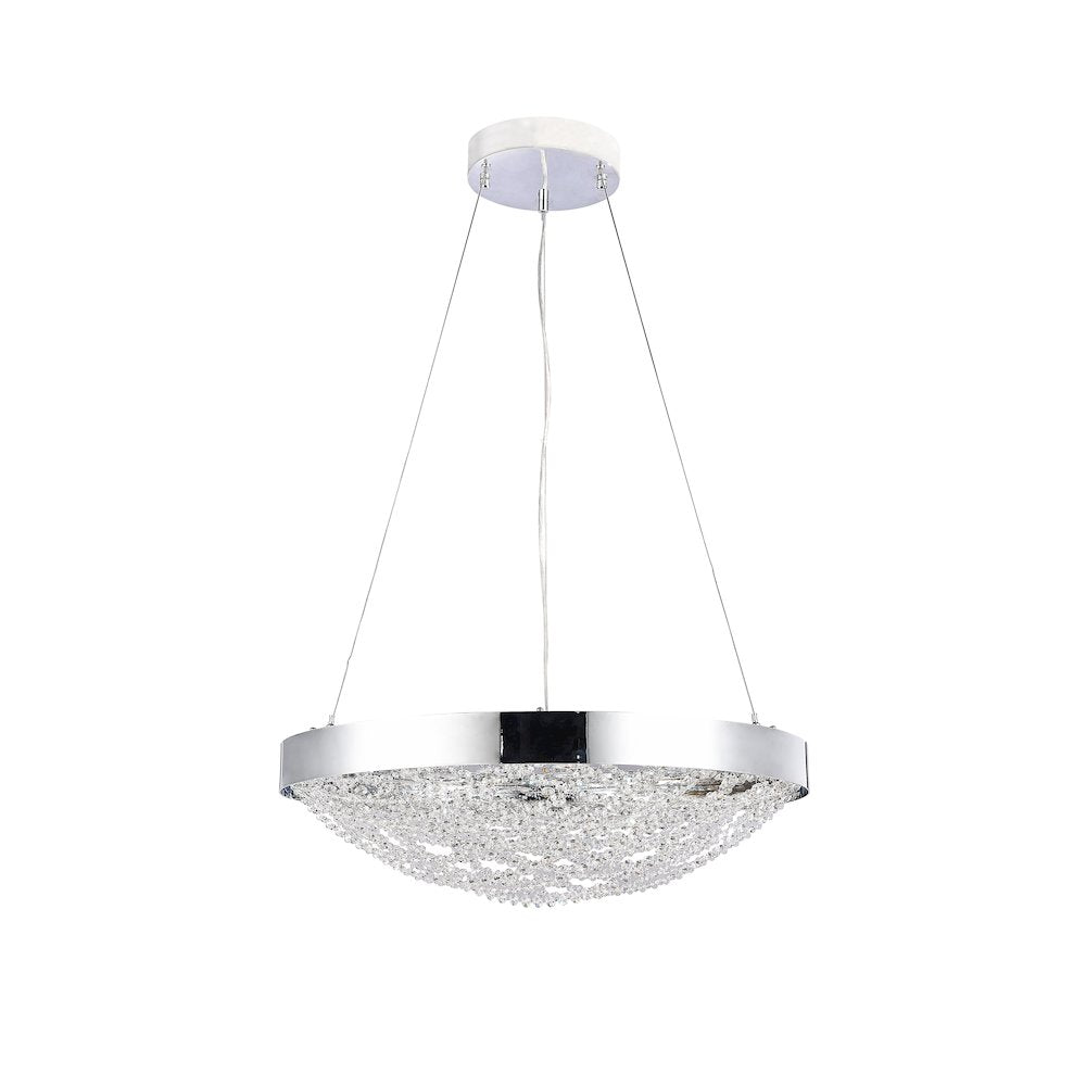 18-Light Chrome Dimmable LED Chandelier With Clear Crystal Beading