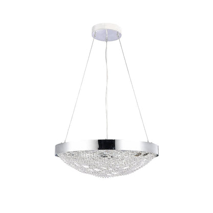 18-Light Chrome Dimmable LED Chandelier With Clear Crystal Beading