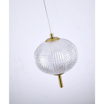 1-Light Brass Dimmable LED Single Pendant With A Clear PC Shade