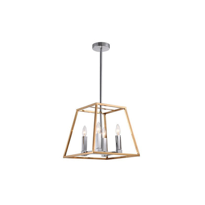 4-Light Gold And Chrome Metal Chandelier