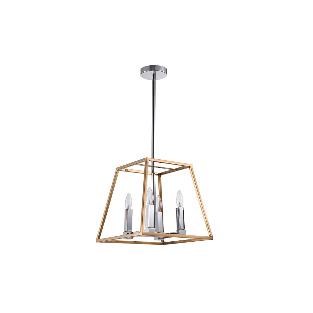 4-Light Gold And Chrome Metal Chandelier