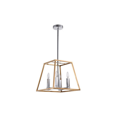 4-Light Gold And Chrome Metal Chandelier