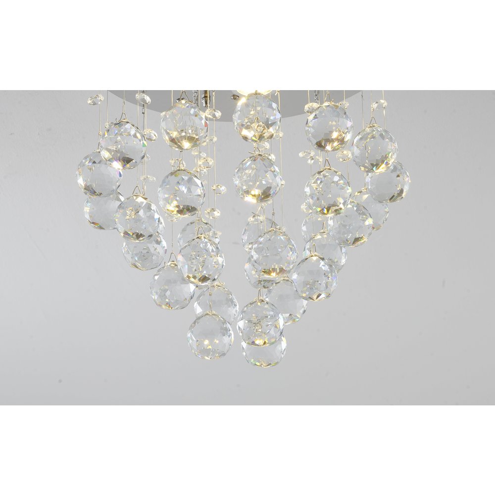 3-Light Chrome Flush Mount With Clear Crystals