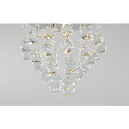 3-Light Chrome Flush Mount With Clear Crystals