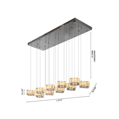10-Light Chrome Metal LED Chandelier With Clear Crystal Accents