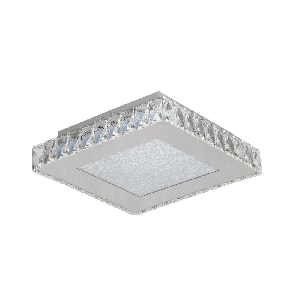 1-Light Chrome LED Chandelier With Clear Crystals