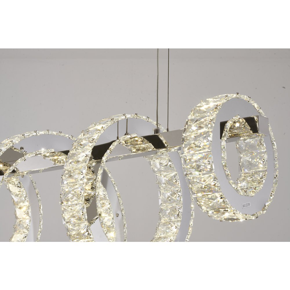 8-Light Chrome LED Chandelier With Clear Crystals