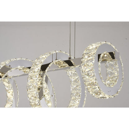 8-Light Chrome LED Chandelier With Clear Crystals