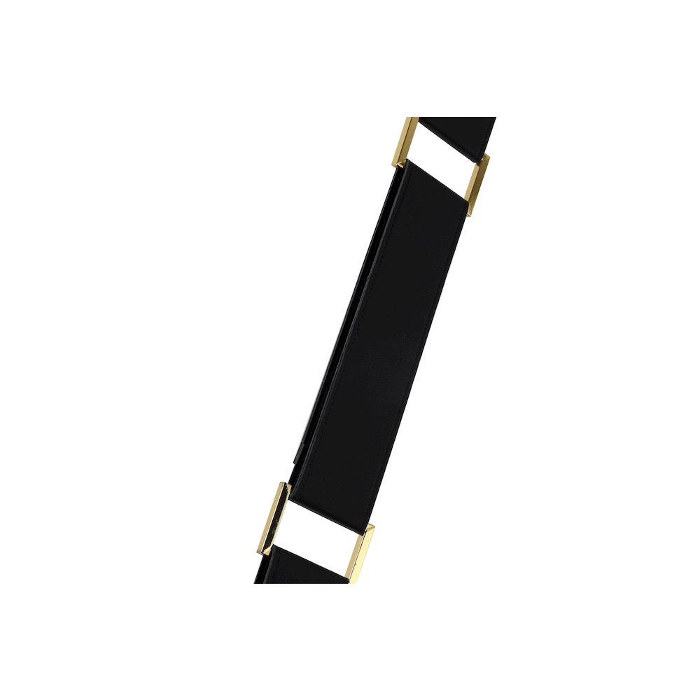 1-Light Black Leather Strap Pendant With A Clear Crystal Block