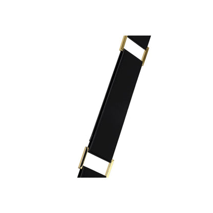 1-Light Black Leather Strap Pendant With A Clear Crystal Block