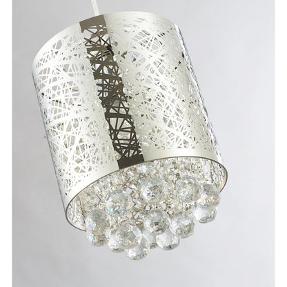 1-Light Chrome Stainless Steel Pendant With Clear Crystals