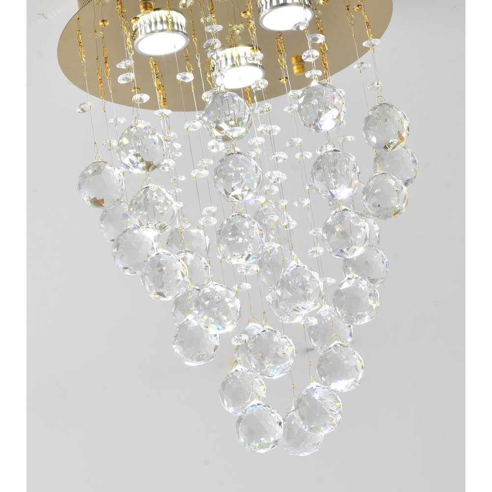 3-Light Gold Flush Mount With Clear Crystals