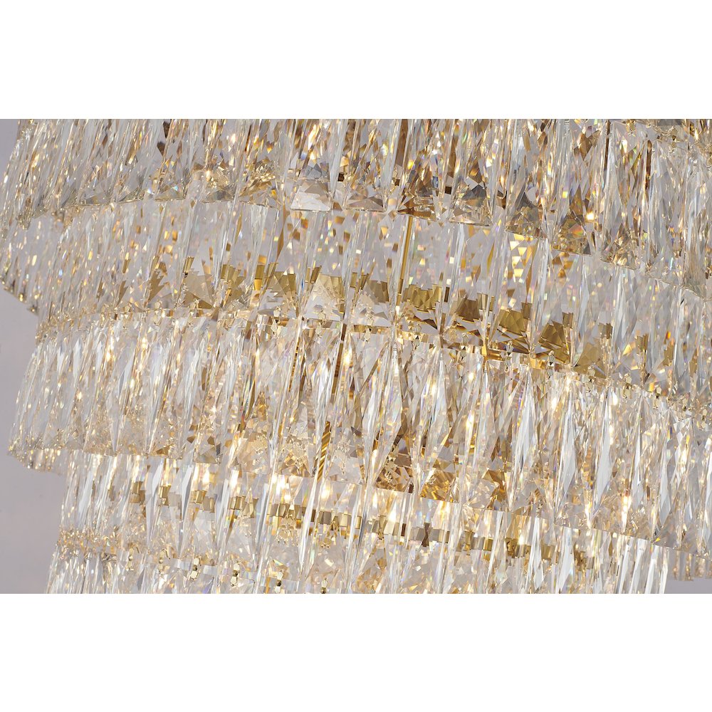 39-Light Gold Chandelier With Clear Hanging Crystals