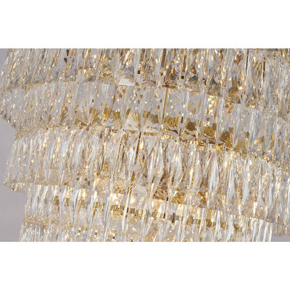 39-Light Gold Chandelier With Clear Hanging Crystals