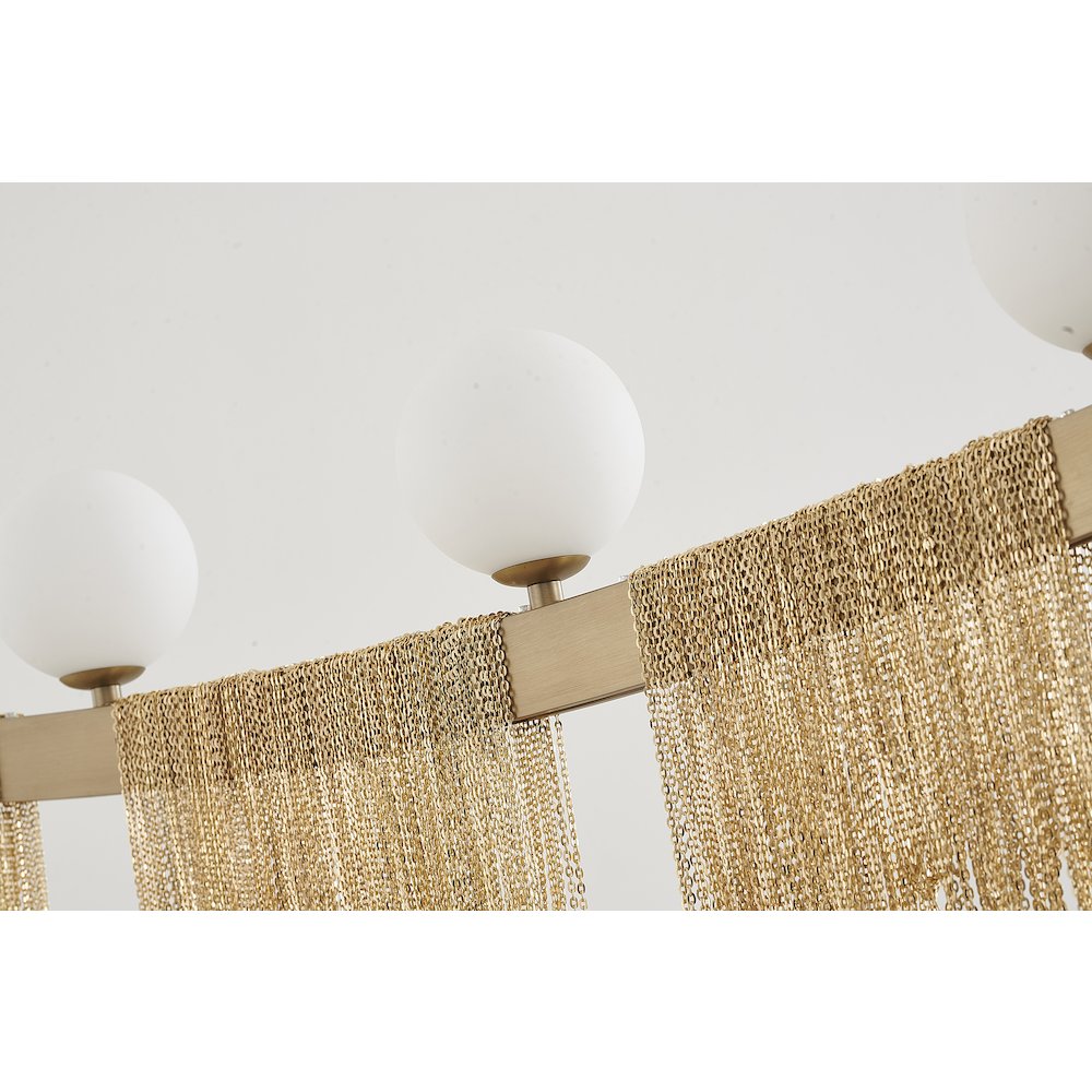 3-Light Gold Chandelier With Hanning Chains And White Glass Shades