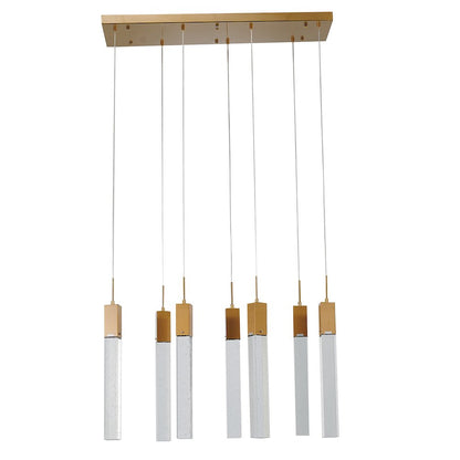 7-Light Gold Island Lighting With A Clear Bubble Crystal