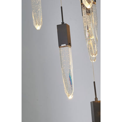 25-Light Matte Black Chandelier With A Clear iceberg bubble Crystal