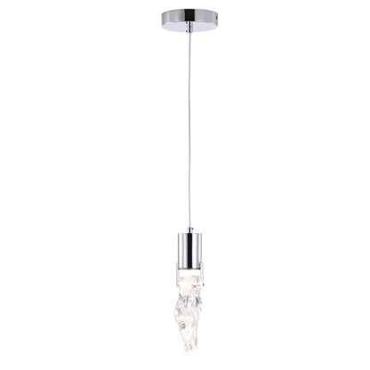 1-Light Chrome LED Single Pendant With A Clear Glass Shade