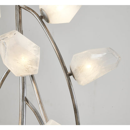 22-Light antique silver iron frame chandelier with white glass shades