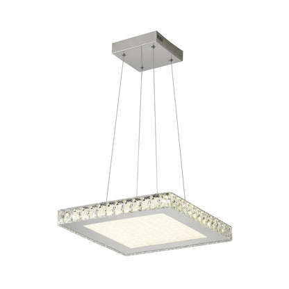 1-Light Chrome Dimmable LED Chandelier With Clear Crystals And A Diffuser