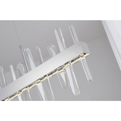1-Light Chrome Stainless Steel LED Chandelier With Clear Crystals