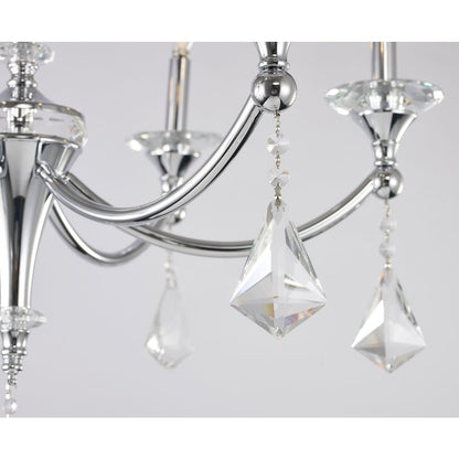 6-Light Chrome Chandelier With Clear And Champagne Crystals