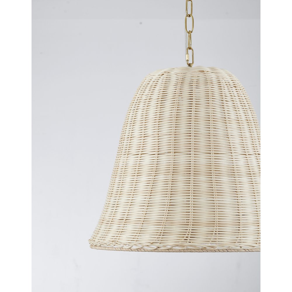 3-Light Brass Chandelier With A Natural White Wood Vine Basket Shade