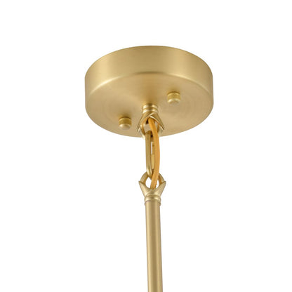 6-Light Gold Chandelier With Copper Chain And Glass Shades