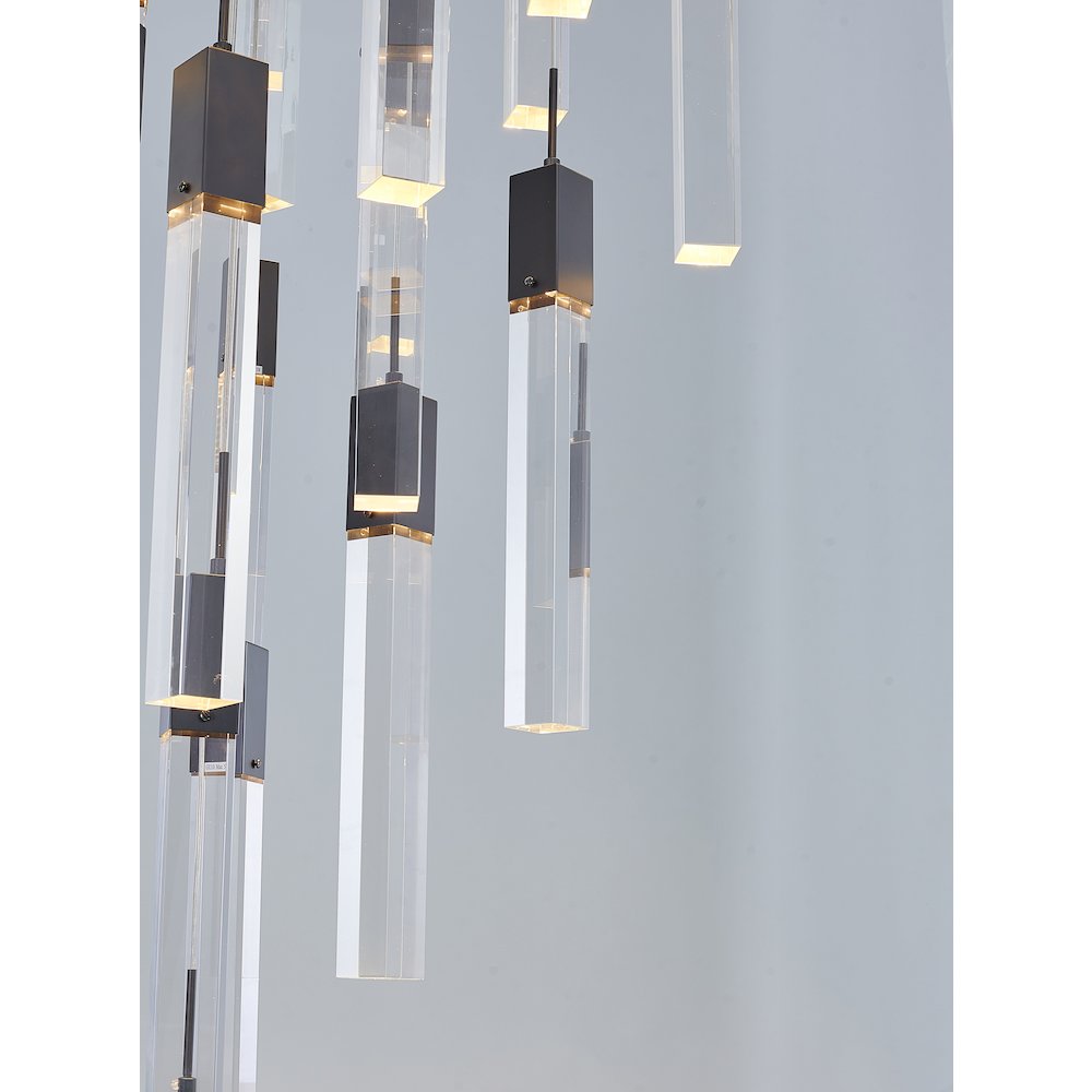 41-Light Matte Black Chandelier With A Clear Crystal