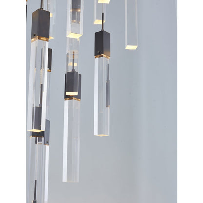 41-Light Matte Black Chandelier With A Clear Crystal