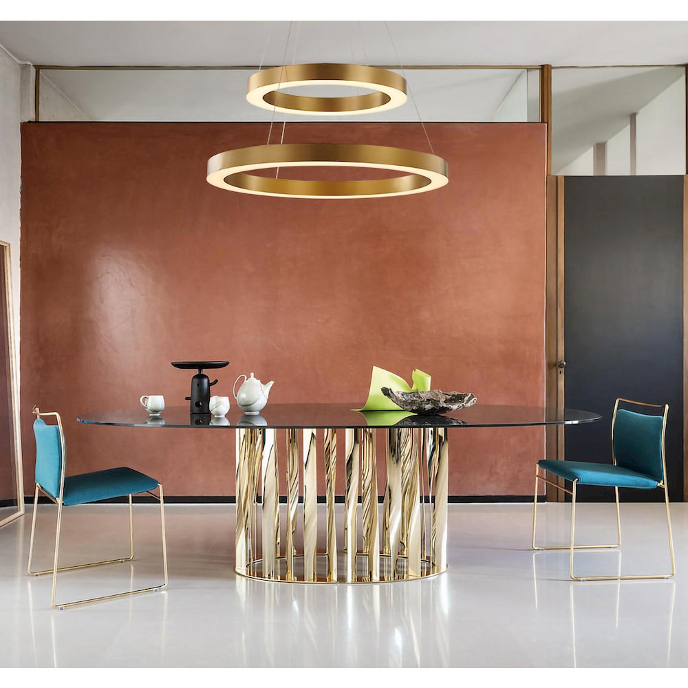 2-Light Gold Stainless Steel LED Chandelier