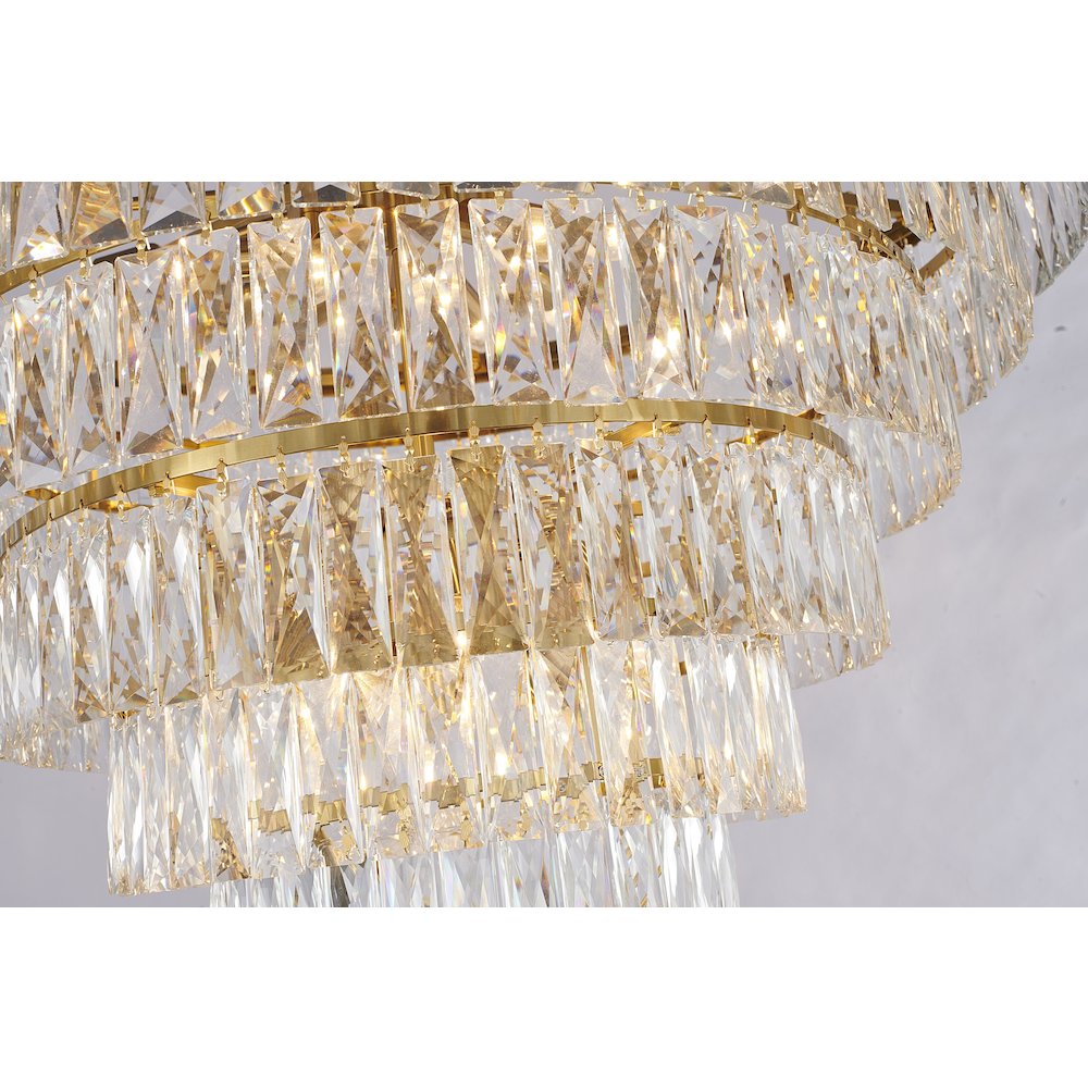 30-Light Gold Chandelier With Clear Crystals