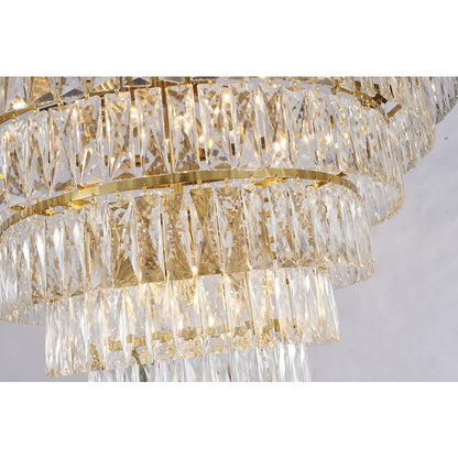 30-Light Gold Chandelier With Clear Crystals