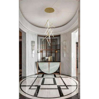 12-Light Brass Metal LED Chandelier With White Acrylic Diffusers