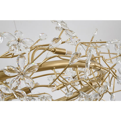 12-Light Gold Aluminum Chandelier With Clear Crystals