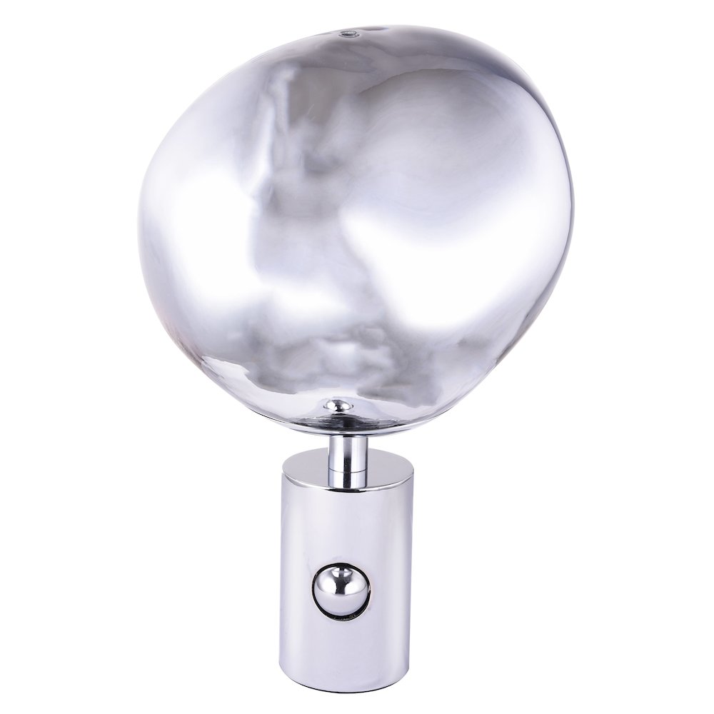 1-Light Chrome Metal Table Lamp With A Silver Acrylic Distorted ORB Shade