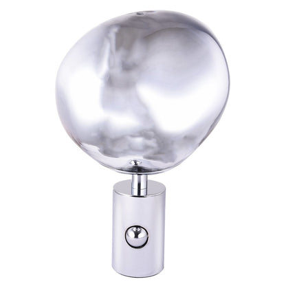 1-Light Chrome Metal Table Lamp With A Silver Acrylic Distorted ORB Shade