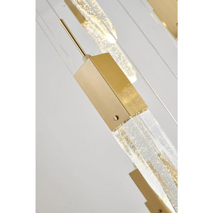 15-Light Gold Chandelier With A Clear iceberg bubble Crystal