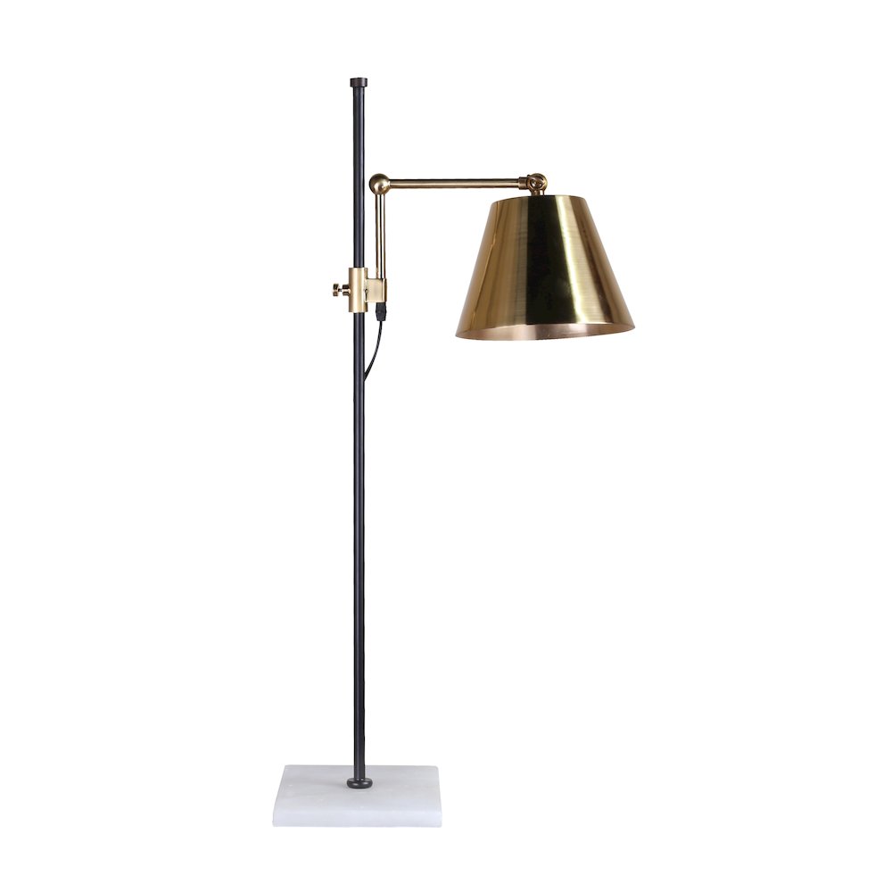 1-Light Brass And Black Table Lamp With A Metal Shade