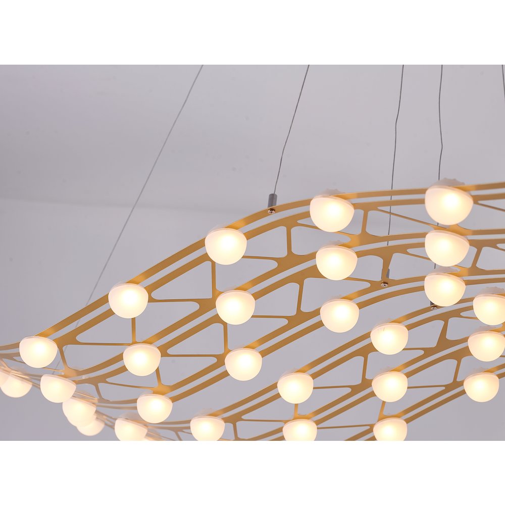 57-Light Gold Dimmable LED Chandelier With White Acrylic Diffusers