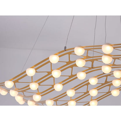 57-Light Gold Dimmable LED Chandelier With White Acrylic Diffusers