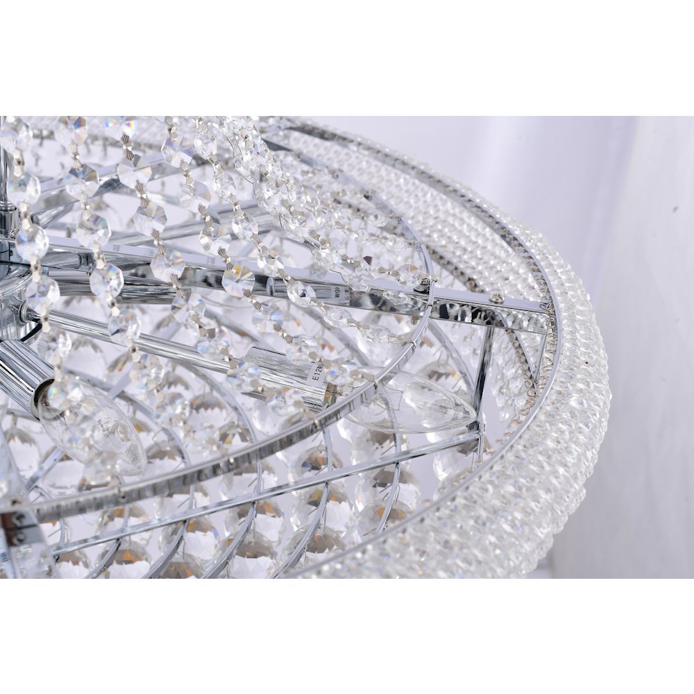 32-Light chrome Chandelier With Clear Crystals
