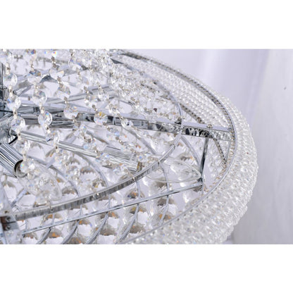 32-Light chrome Chandelier With Clear Crystals