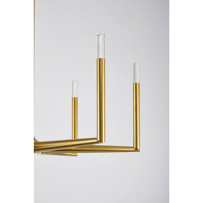 6-Light Satin Brass Chandelier With Clear Bubble Crystal Shades