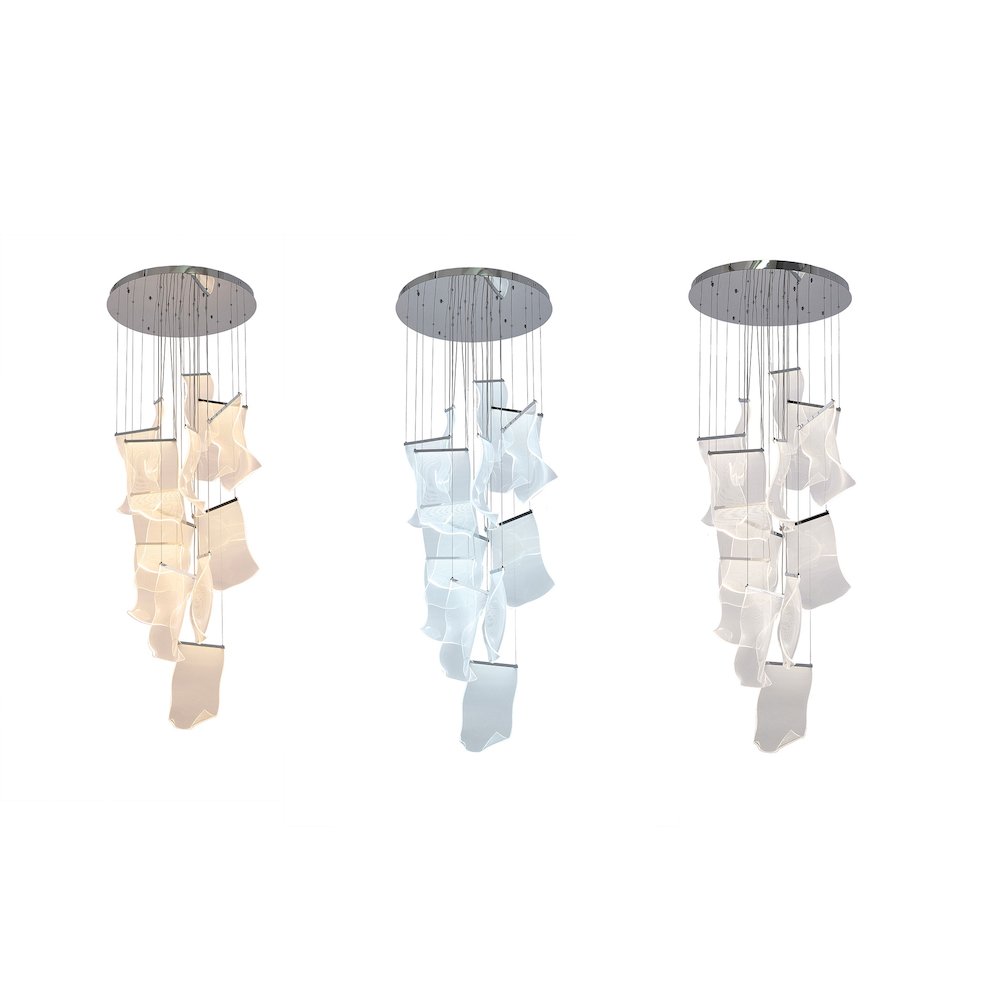 8-Light Chrome Chandelier With Acrylic Crumbled Sheet Pendants